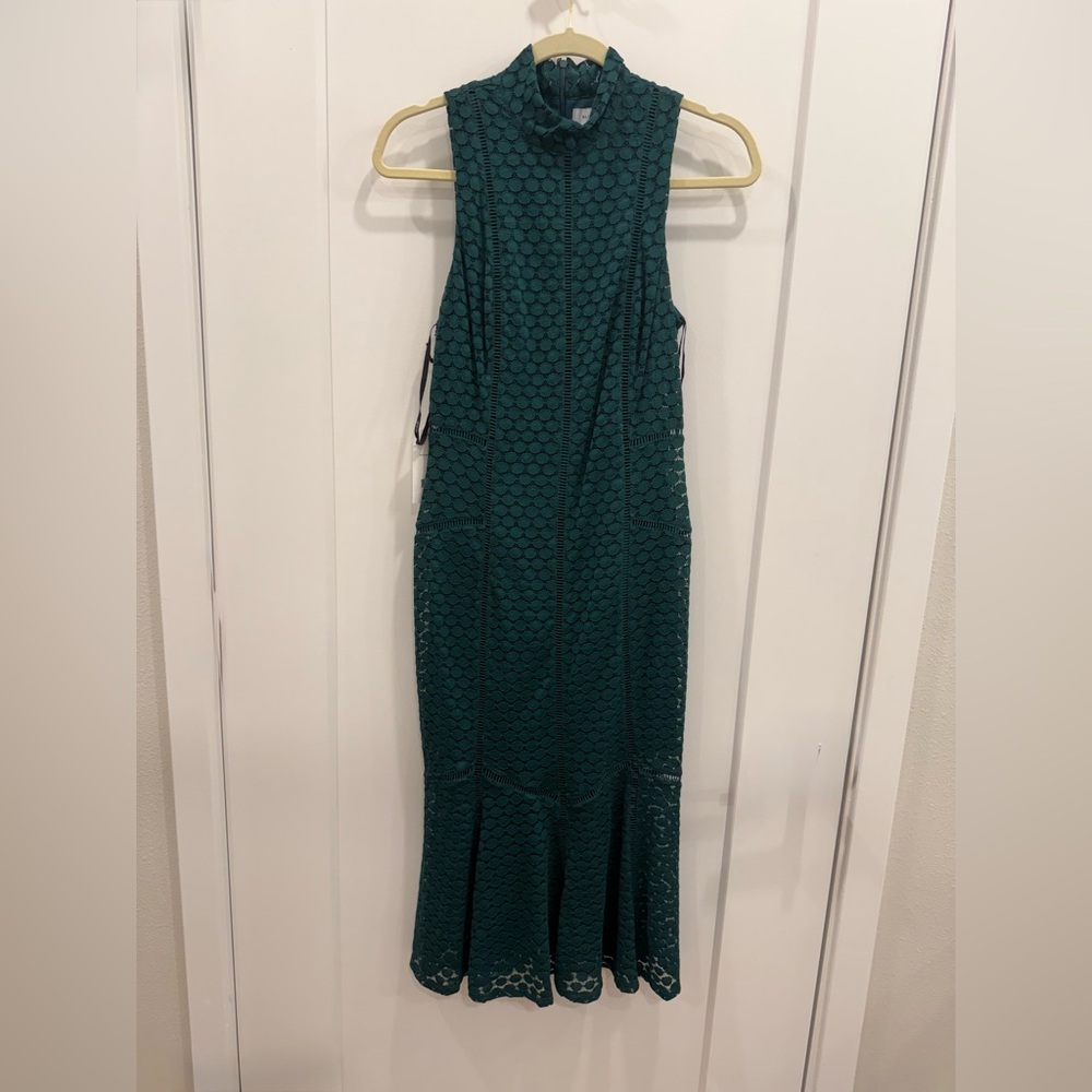 Ali & Jay All the Way Up Forest Green Lace Midi Dress Size Medium New With Tags